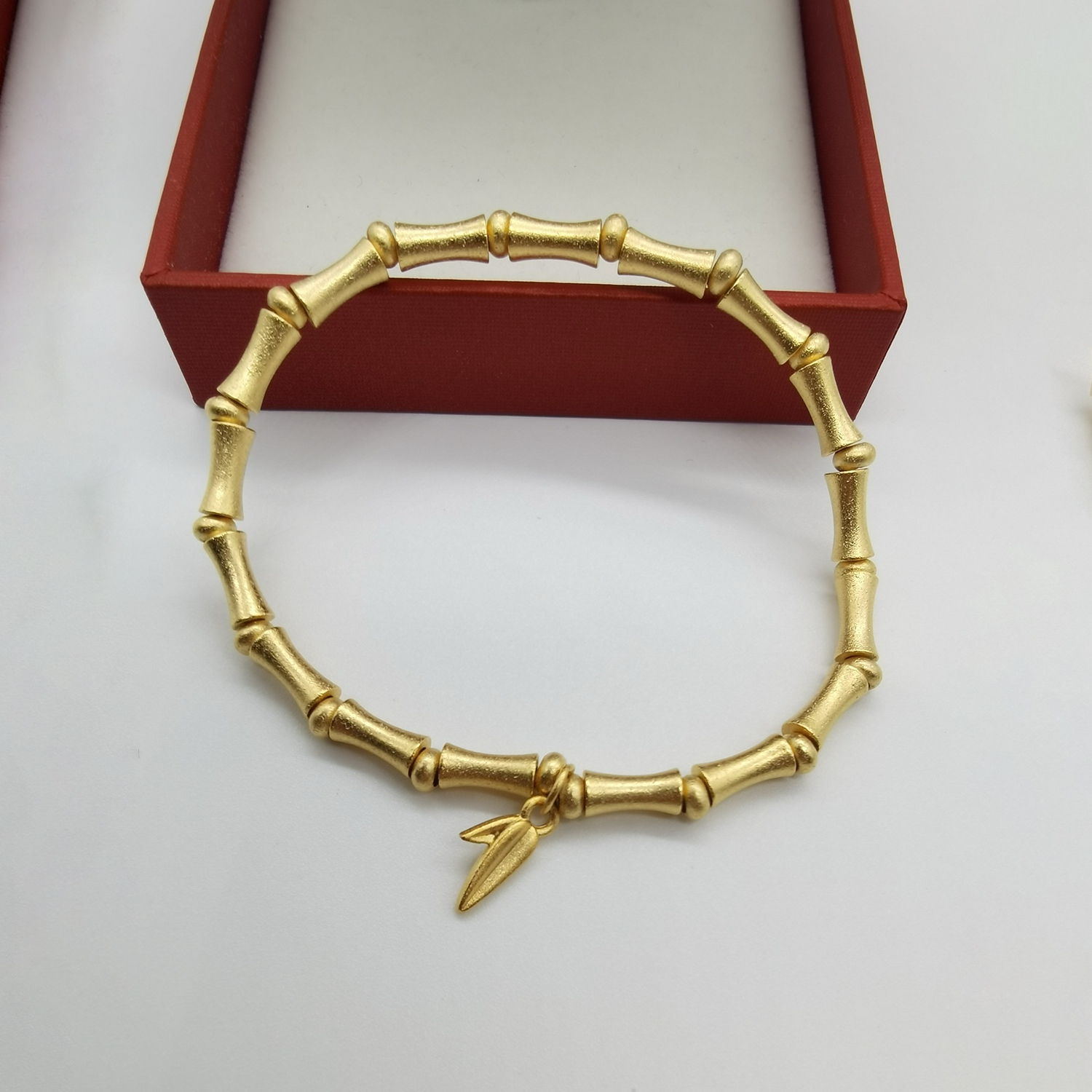 Alluvial ancient method vacuum electroplating 24K gold Bamboo peace bracelet