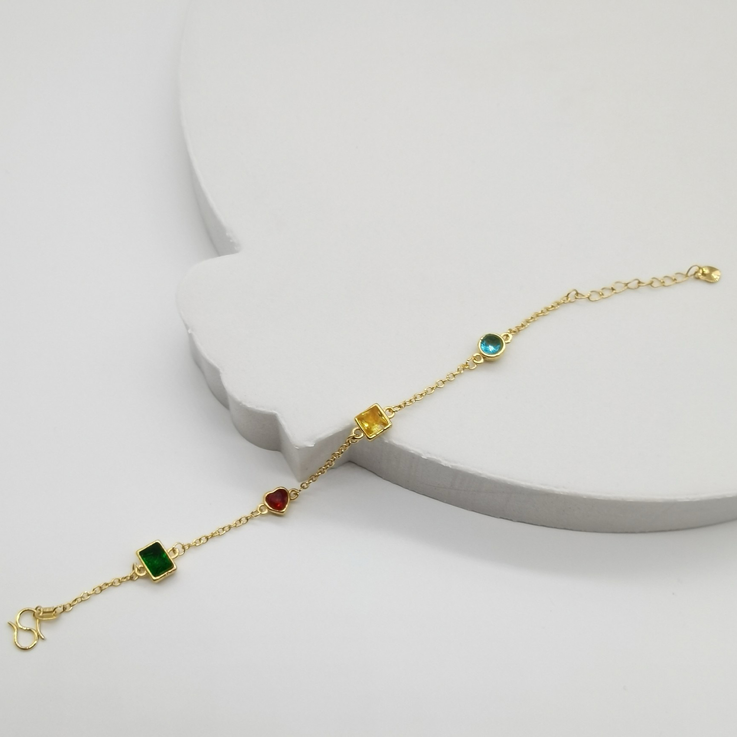 Alluvial gold vacuum electroplating 24K gold geometric color crystal bracelet