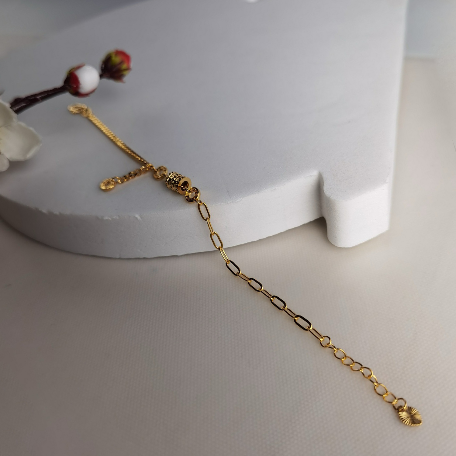 Alluvial Gold Vacuum Electroplating 24K Gold AB Chain Small Waist Bracelet