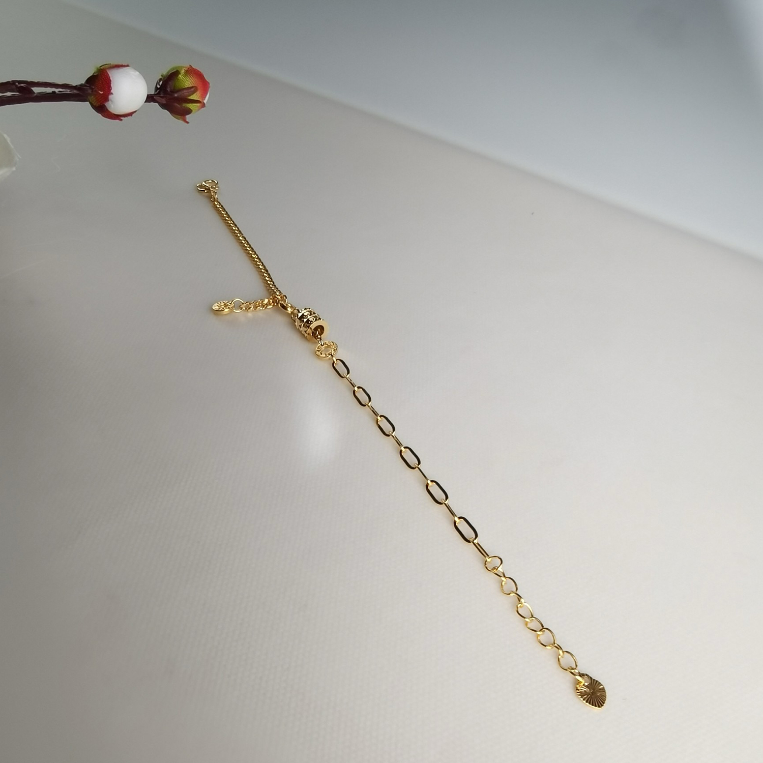 Alluvial Gold Vacuum Electroplating 24K Gold AB Chain Small Waist Bracelet
