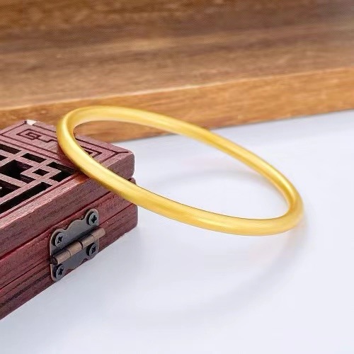 Alluvial Gold Ancient Method Vacuum Electroplating 24K Gold Plain Ring Bracelet