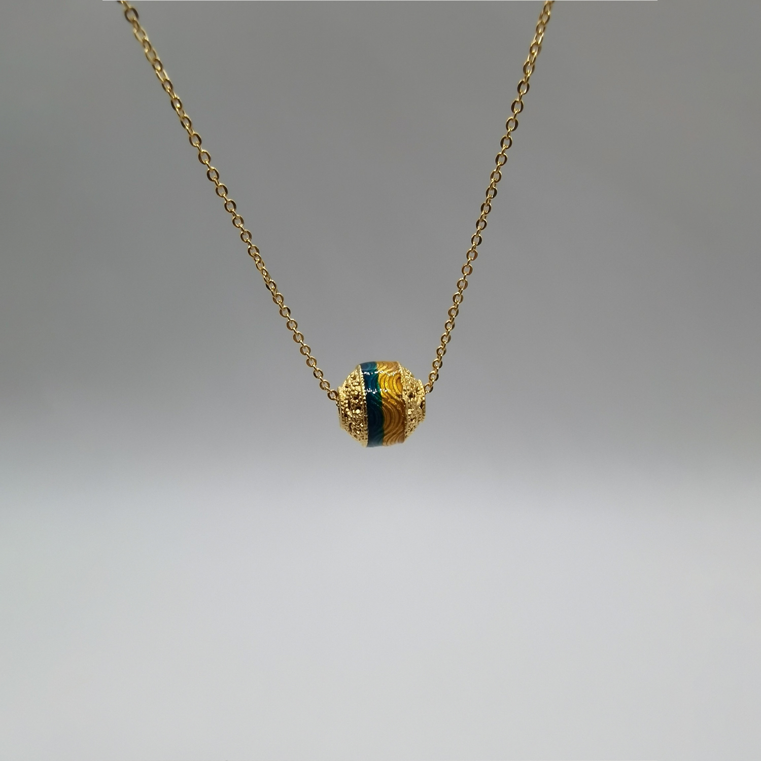 Alluvial gold ancient method vacuum electroplating 24K gold Qianli Jiangshan transfer bead necklace