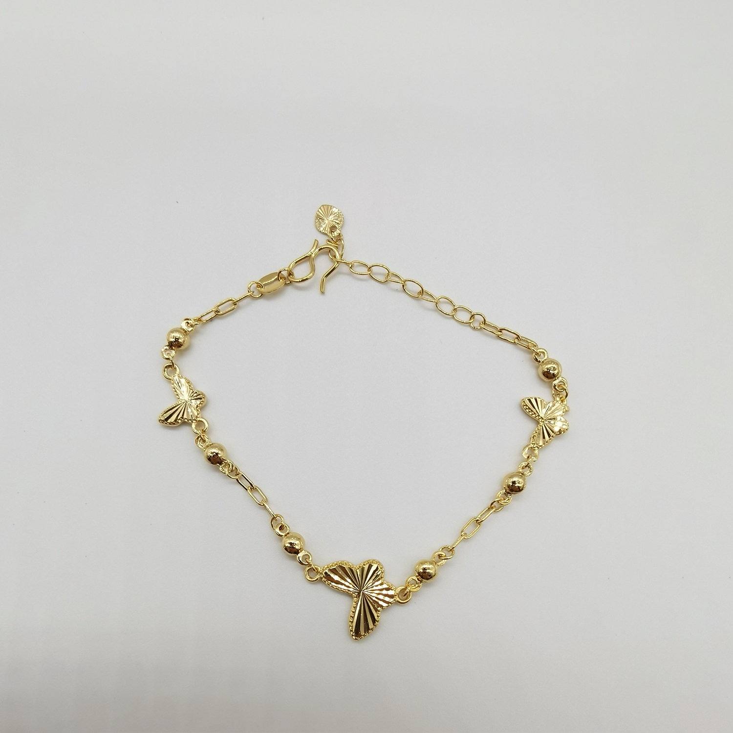 Alluvial gold vacuum electroplating 24K gold laser butterfly bracelet