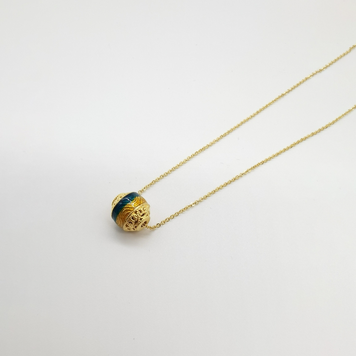 Alluvial gold ancient method vacuum electroplating 24K gold Qianli Jiangshan transfer bead necklace