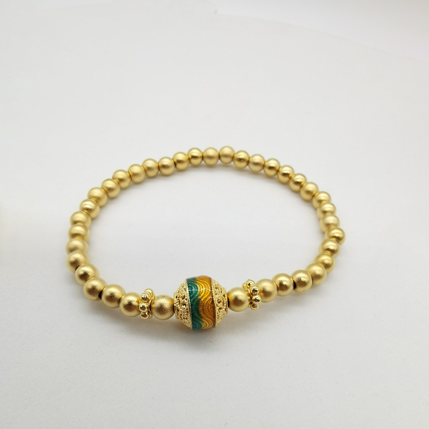 Alluvial gold ancient method enamel vacuum electroplating 24K gold Thousands of miles of rivers and mountains transfer bead bracelet