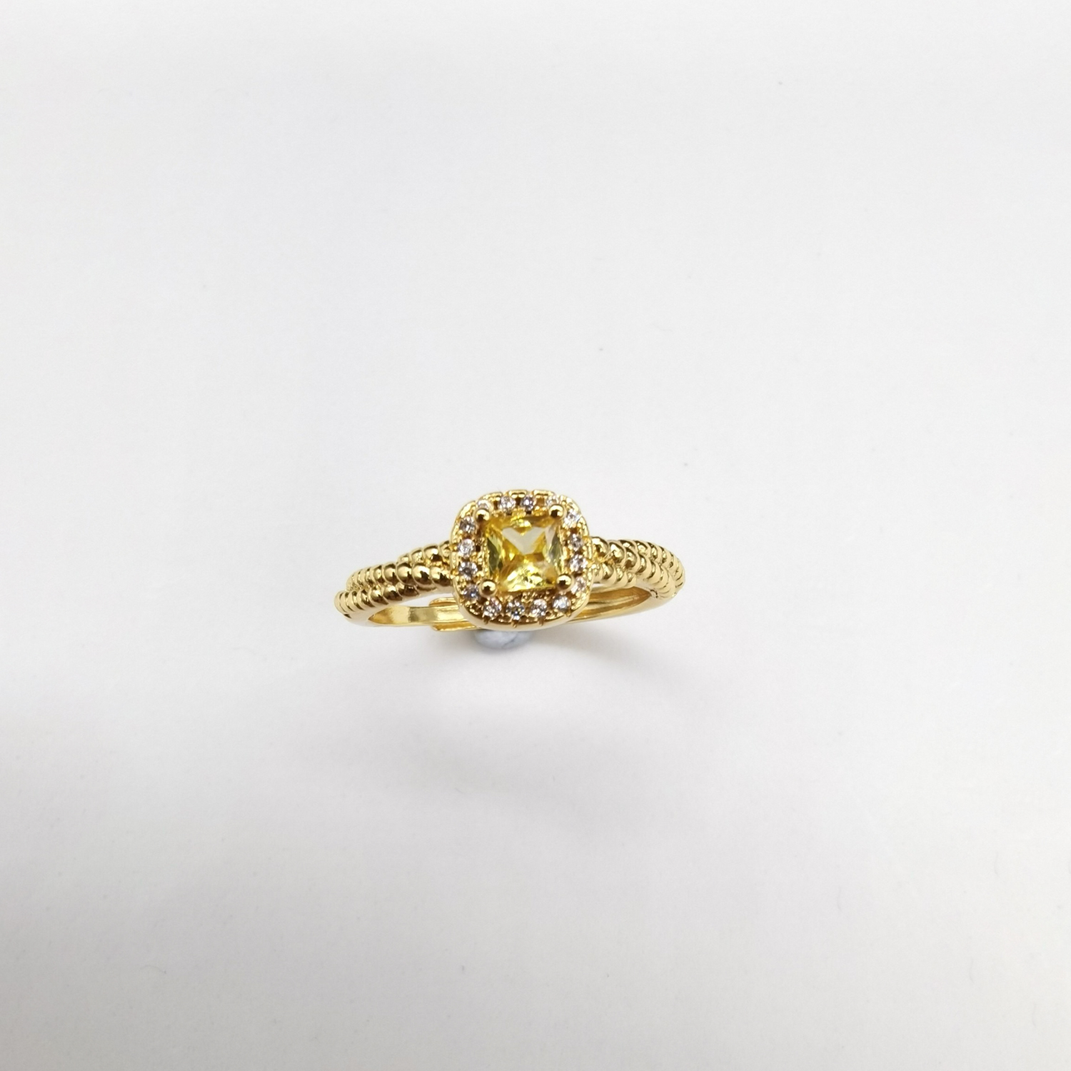 Alluvial gold vacuum electroplating 24K gold crystal sugar cube ring