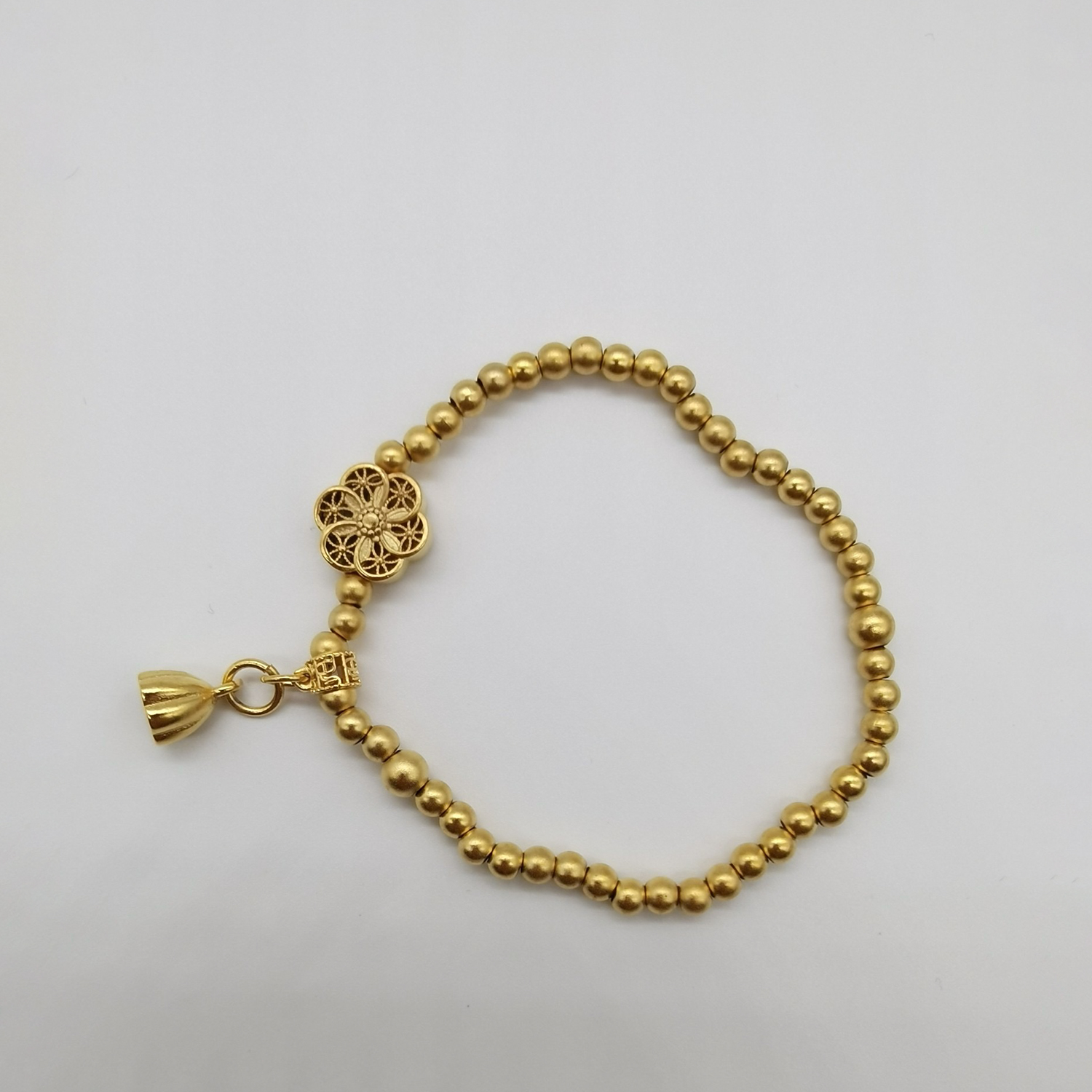 Alluvial gold ancient method vacuum electroplating 24K gold six-phase flower lotus pod bracelet