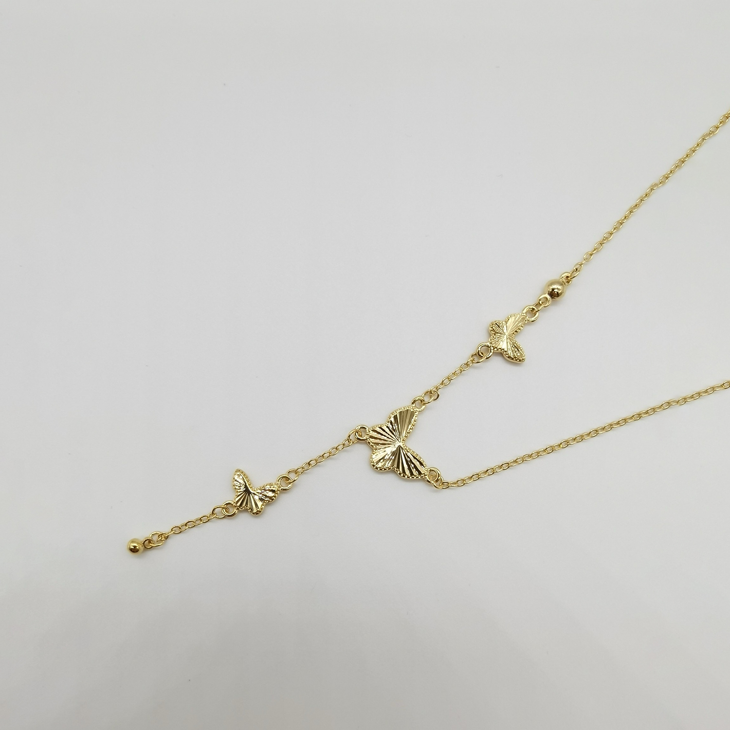 Alluvial gold vacuum electroplating 24K gold laser butterfly necklace