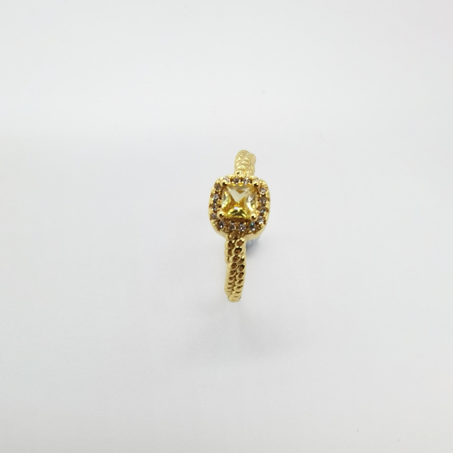 Alluvial gold vacuum electroplating 24K gold crystal sugar cube ring