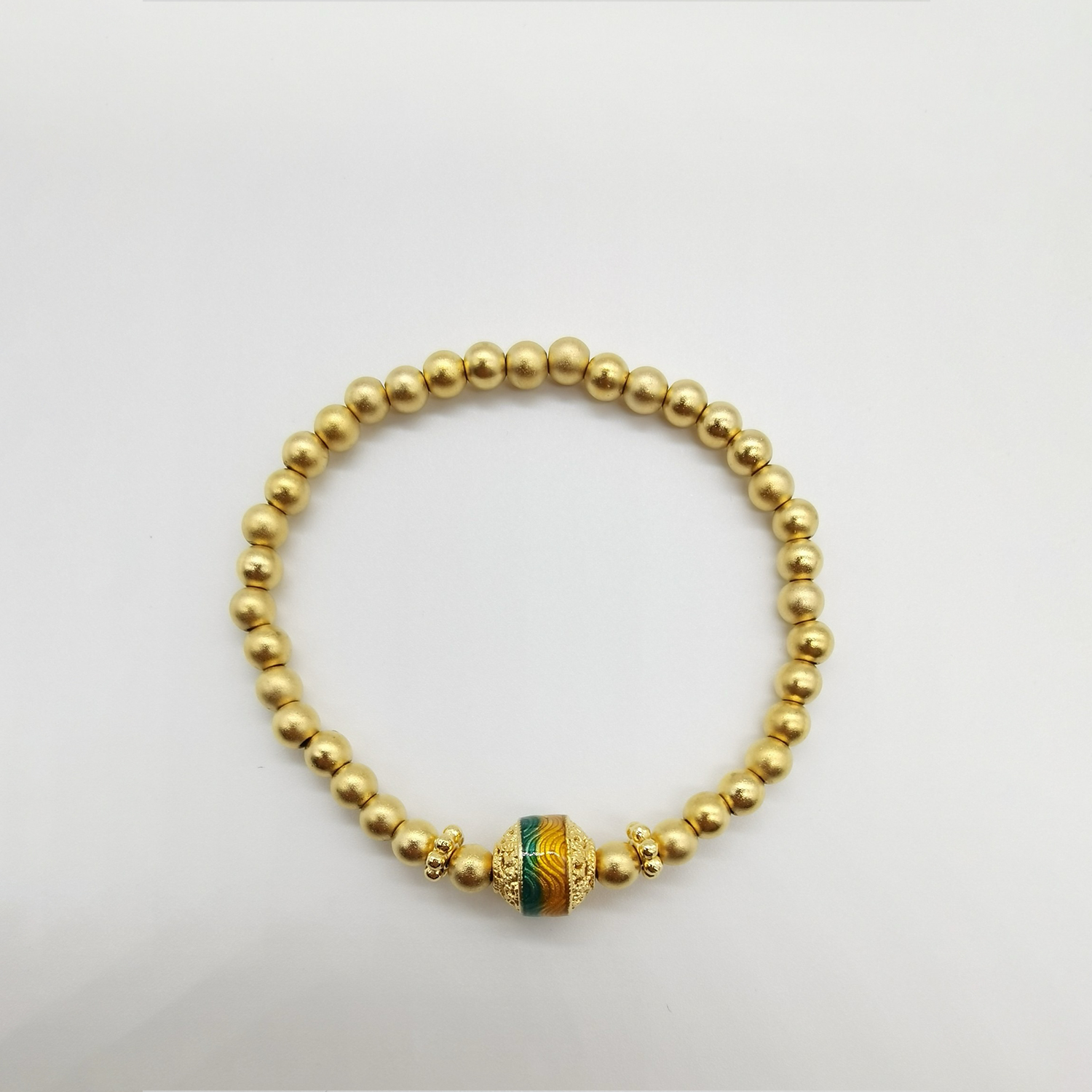 Alluvial gold ancient method enamel vacuum electroplating 24K gold Thousands of miles of rivers and mountains transfer bead bracelet