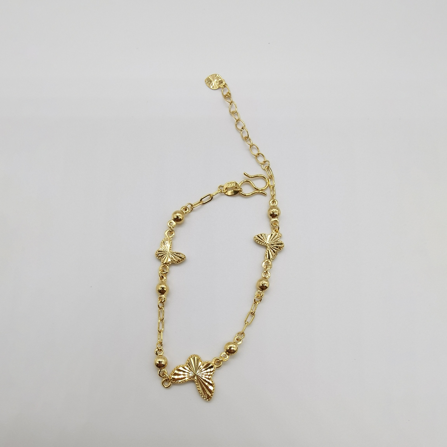 Alluvial gold vacuum electroplating 24K gold laser butterfly bracelet