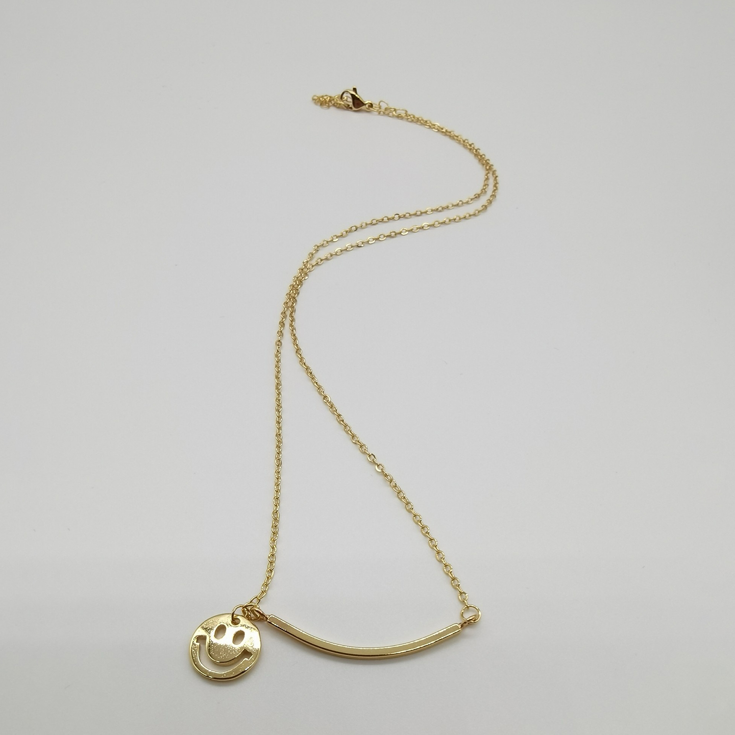 Alluvial gold vacuum electroplating 24K gold ins smile integrated necklace