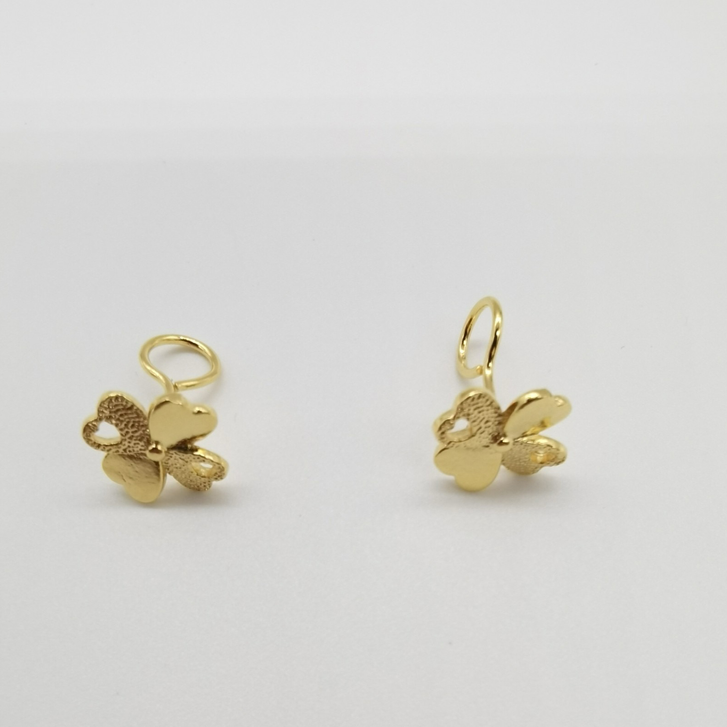 Alluvial gold vacuum electroplating 24K gold heart-shaped clover earrings