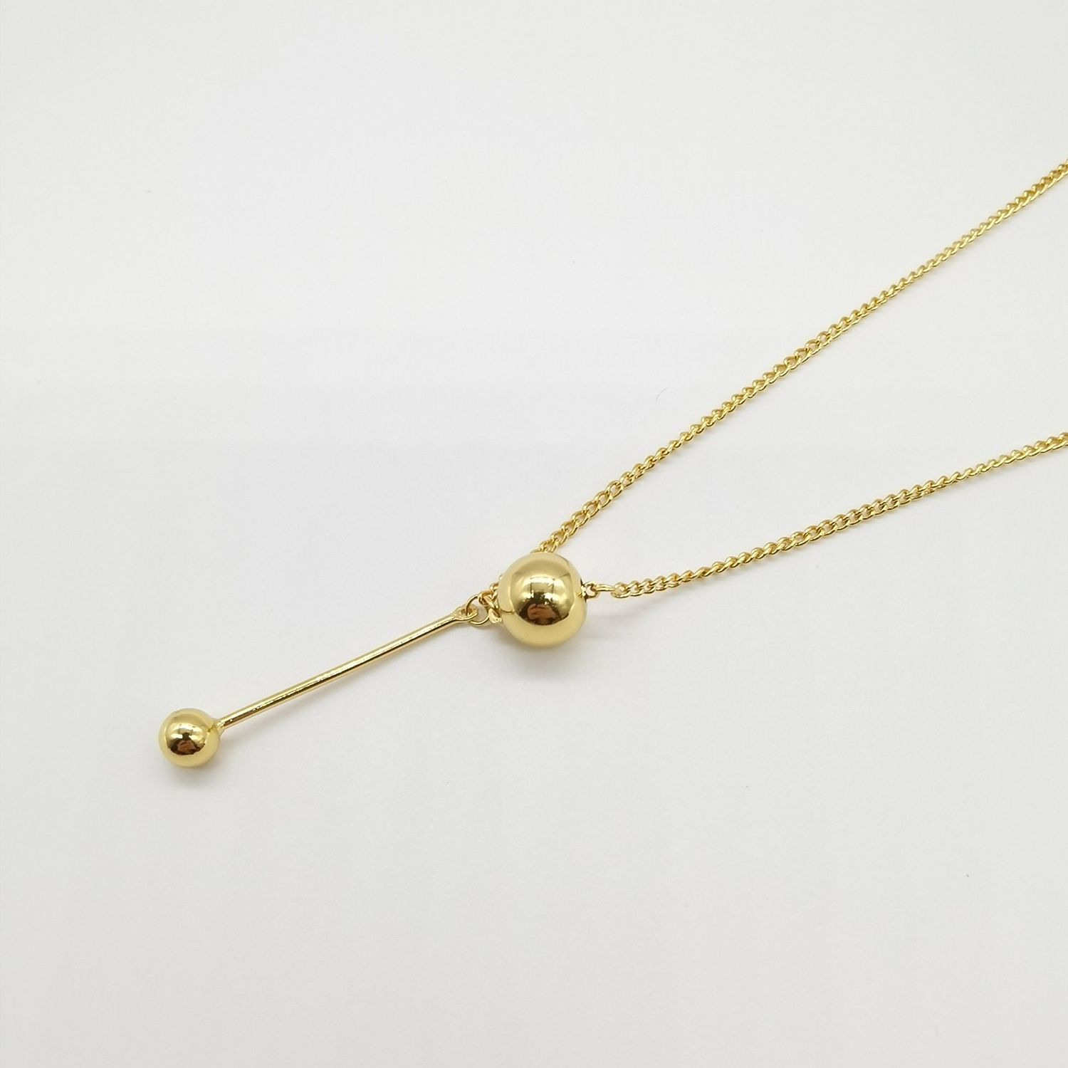 Alluvial gold vacuum electroplating 24K gold small ball tassel necklace