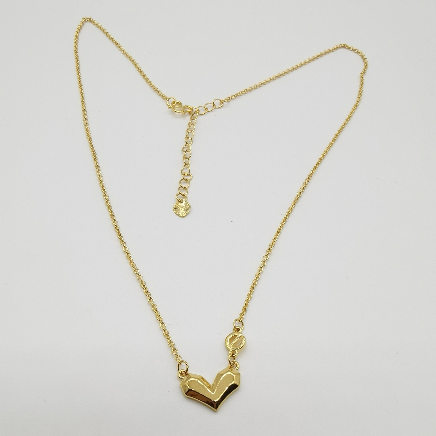 Alluvial gold vacuum electroplating 24K gold love you wholeheartedly e heart necklace