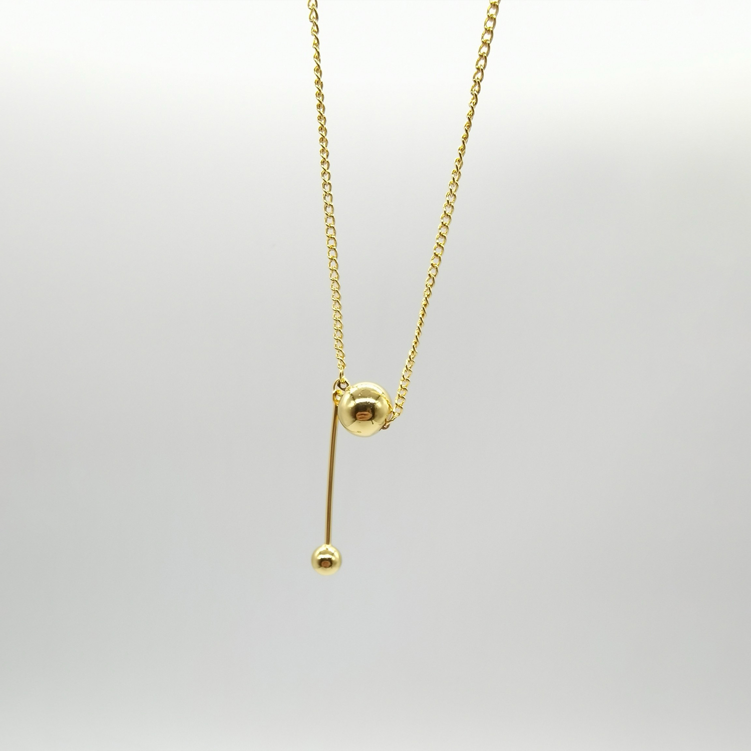 Alluvial gold vacuum electroplating 24K gold small ball tassel necklace