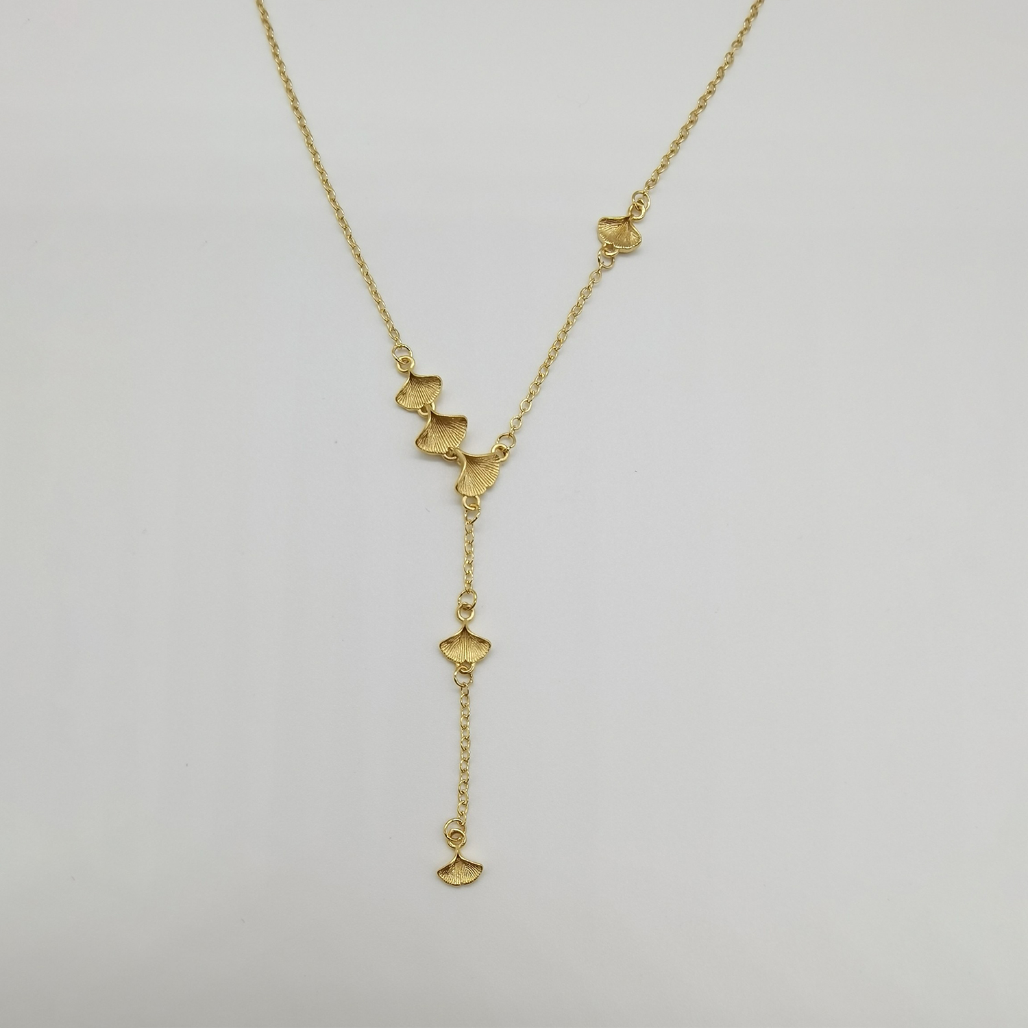 Alluvial gold vacuum electroplating 24K gold Ginkgo leaf necklace