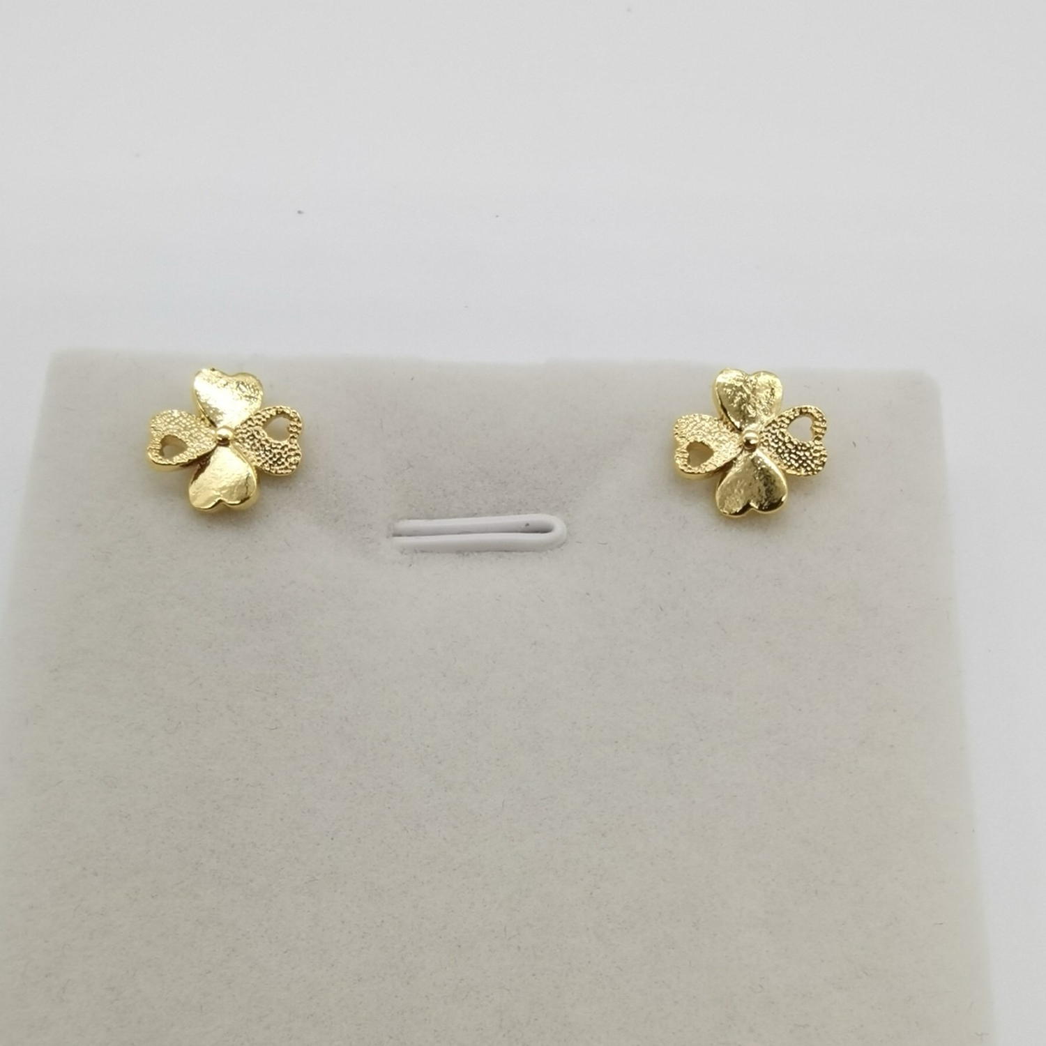 Alluvial gold vacuum electroplating 24K gold heart-shaped clover earrings