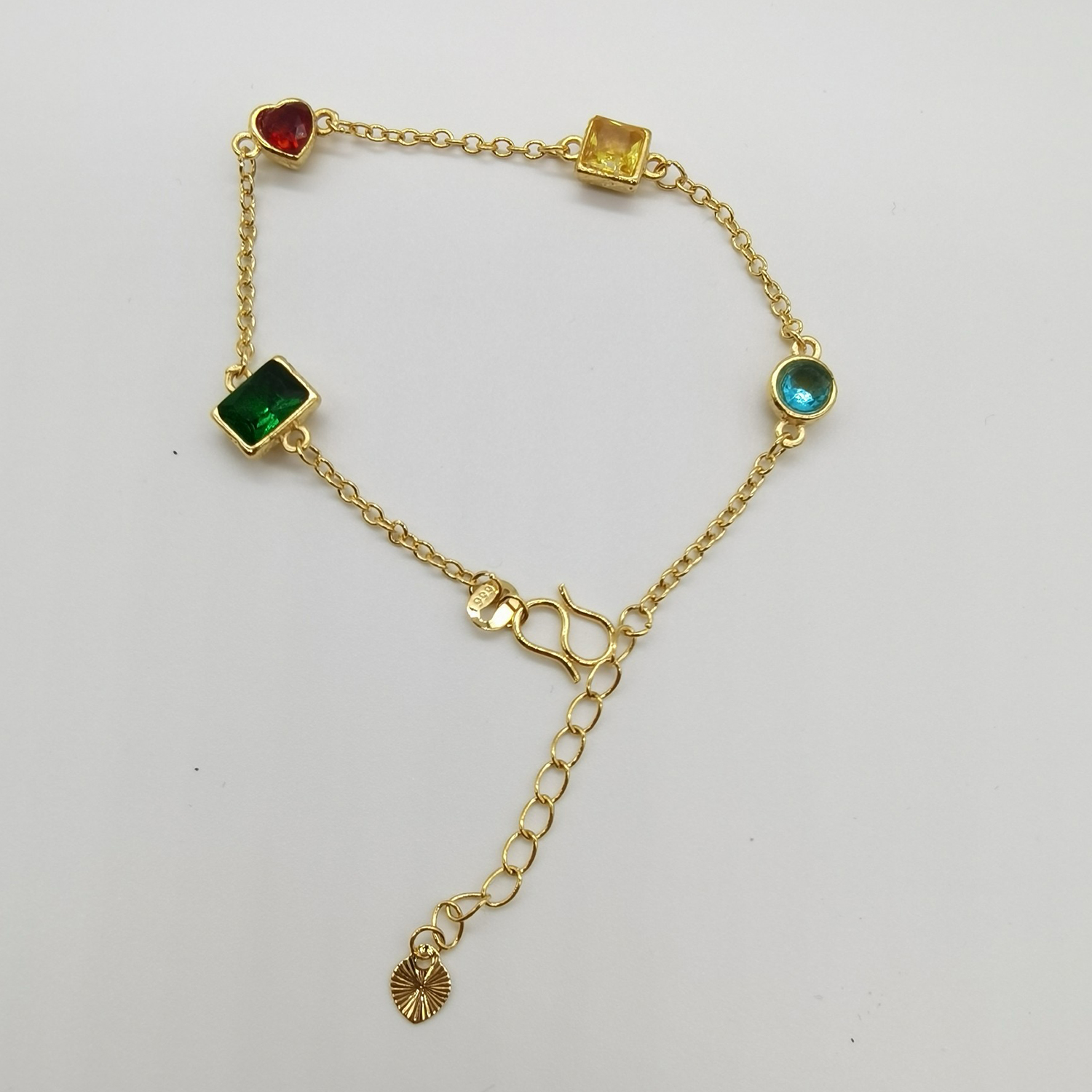 Alluvial gold vacuum electroplating 24K gold geometric color crystal bracelet