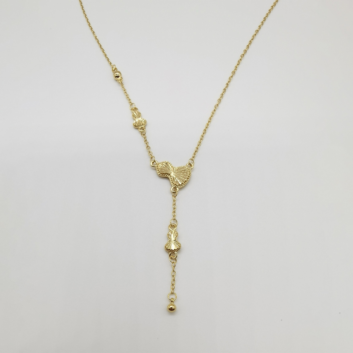Alluvial gold vacuum electroplating 24K gold gourd tassel necklace