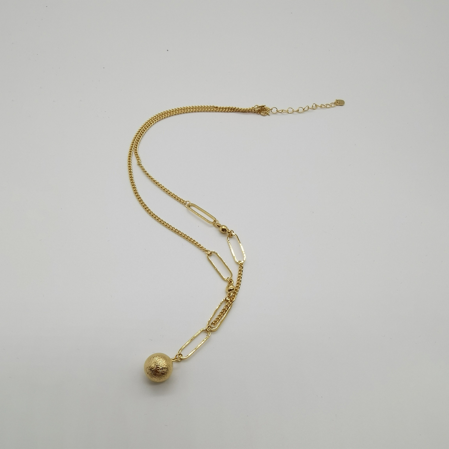 Alluvial gold vacuum electroplating 24K gold AB chain small ball necklace