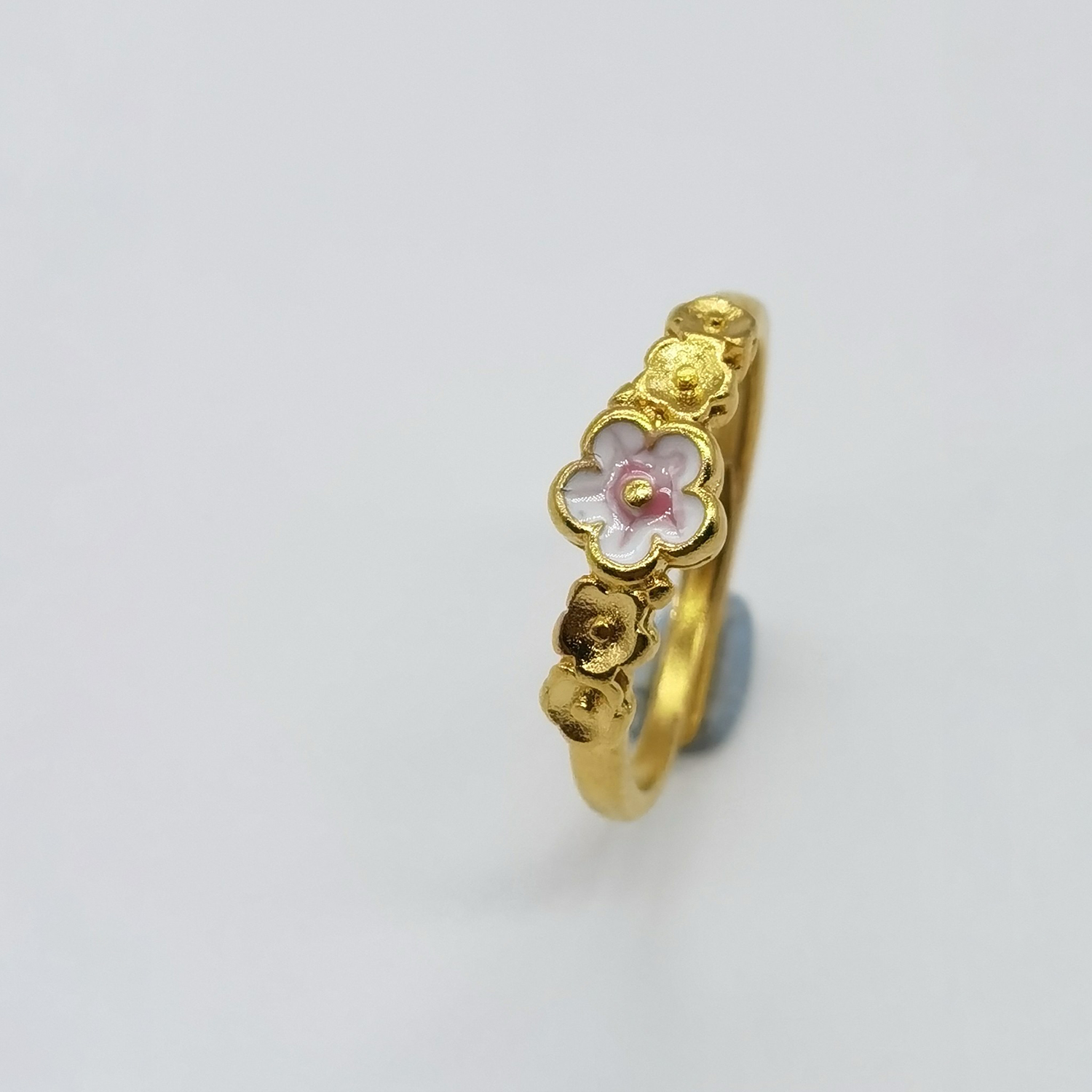 Alluvial gold vacuum electroplating 24K gold burning peach blossom ring
