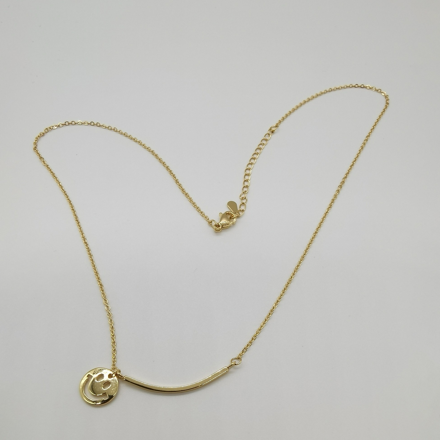 Alluvial gold vacuum electroplating 24K gold ins smile integrated necklace