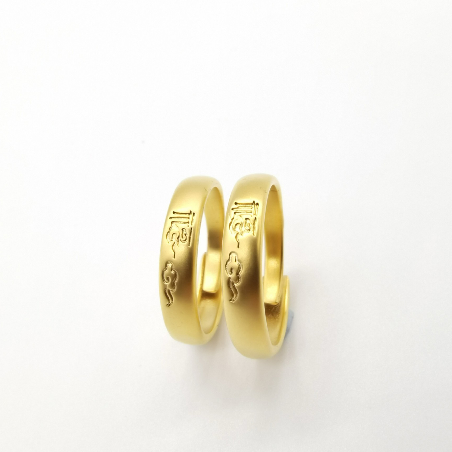 Alluvial gold ancient method vacuum electroplating 24K gold lucky cloud live circle couple ring