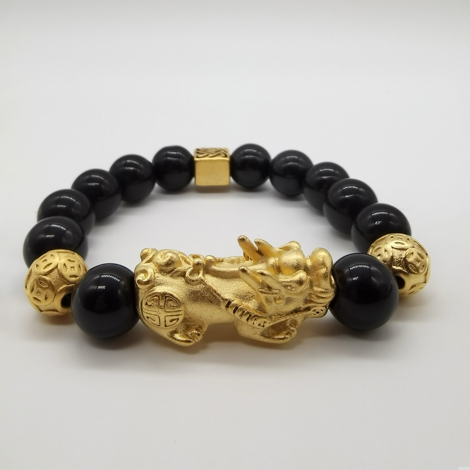 Alluvial gold vacuum electroplating 24K gold money bead Pixiu bracelet