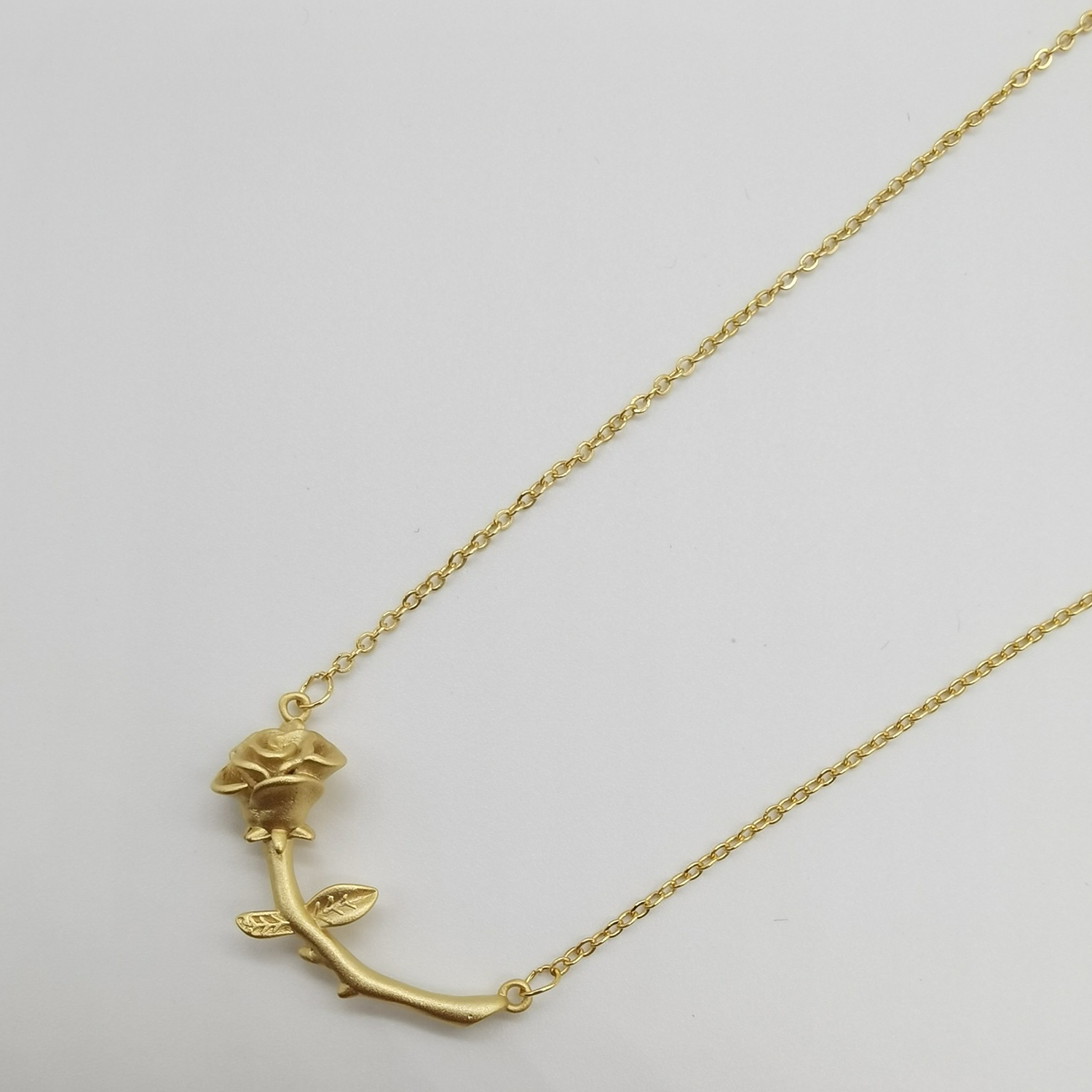 Alluvial gold vacuum electroplating 24K gold rose necklace