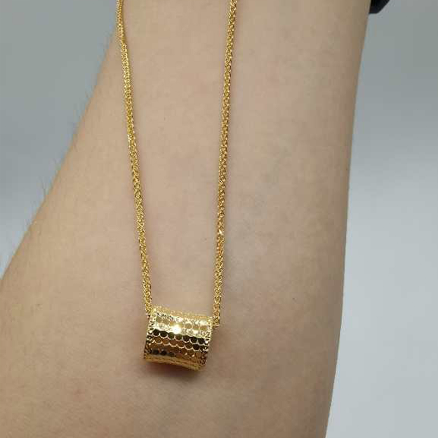 Alluvial gold vacuum electroplating 24K gold fish scale waist necklace