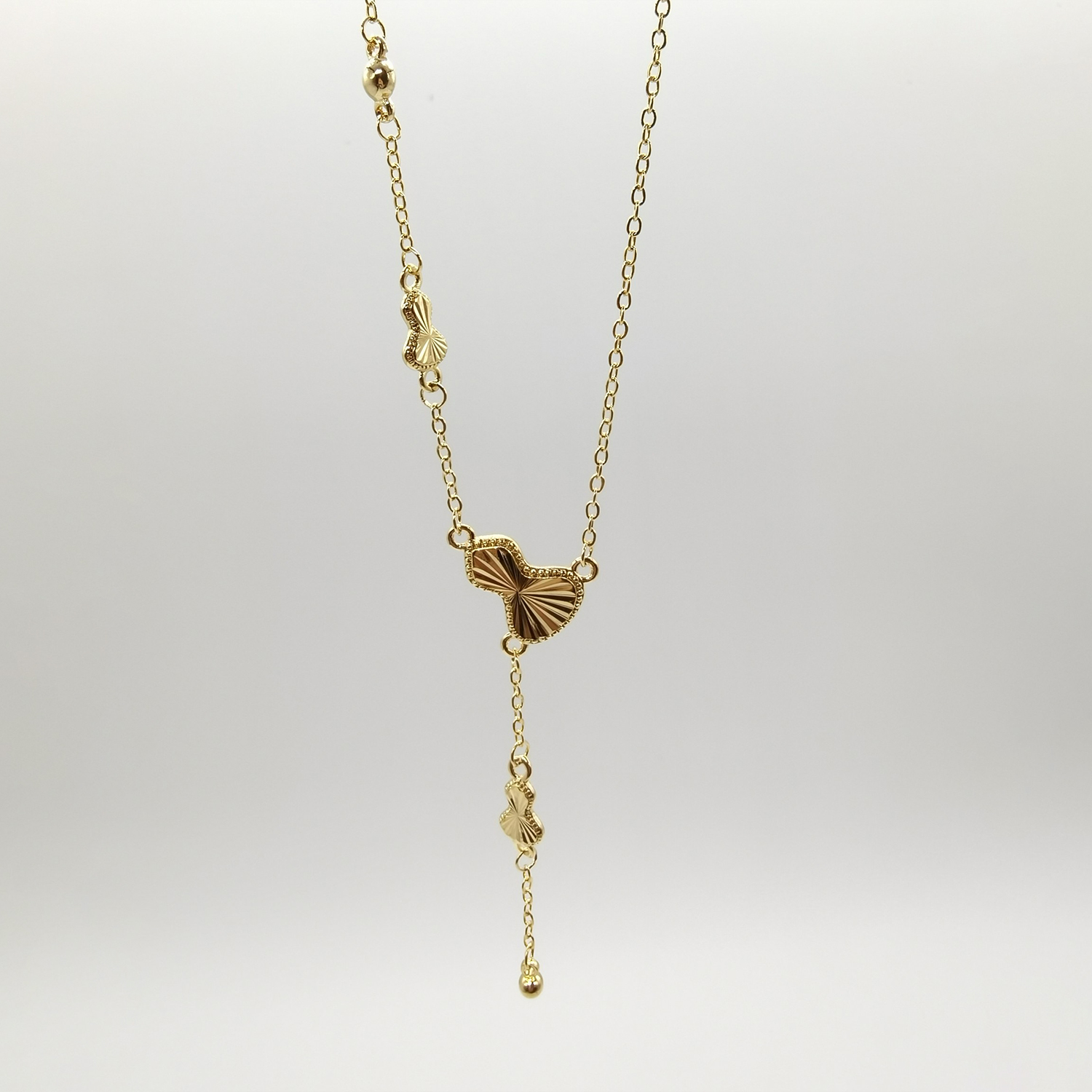 Alluvial gold vacuum electroplating 24K gold gourd tassel necklace