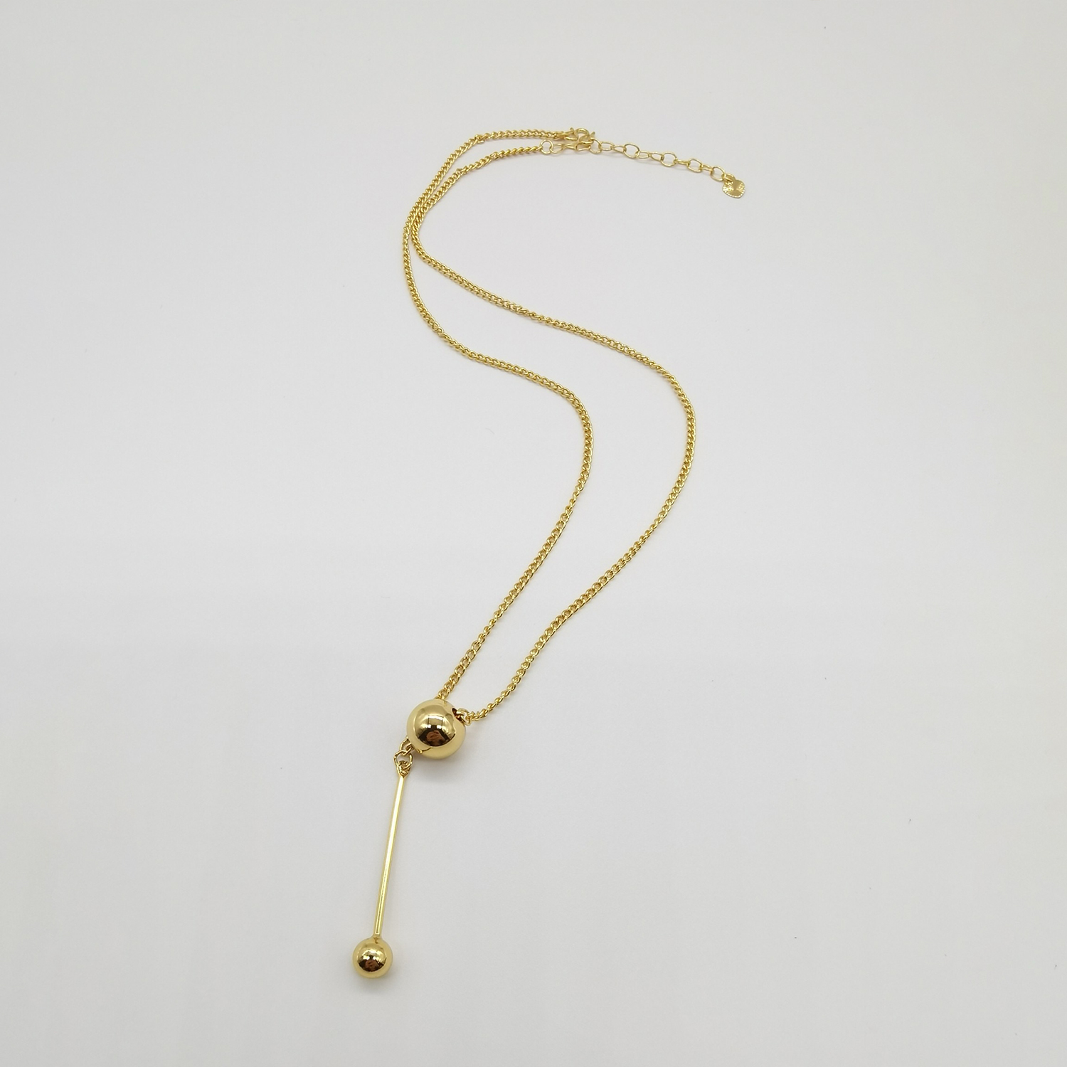 Alluvial gold vacuum electroplating 24K gold small ball tassel necklace