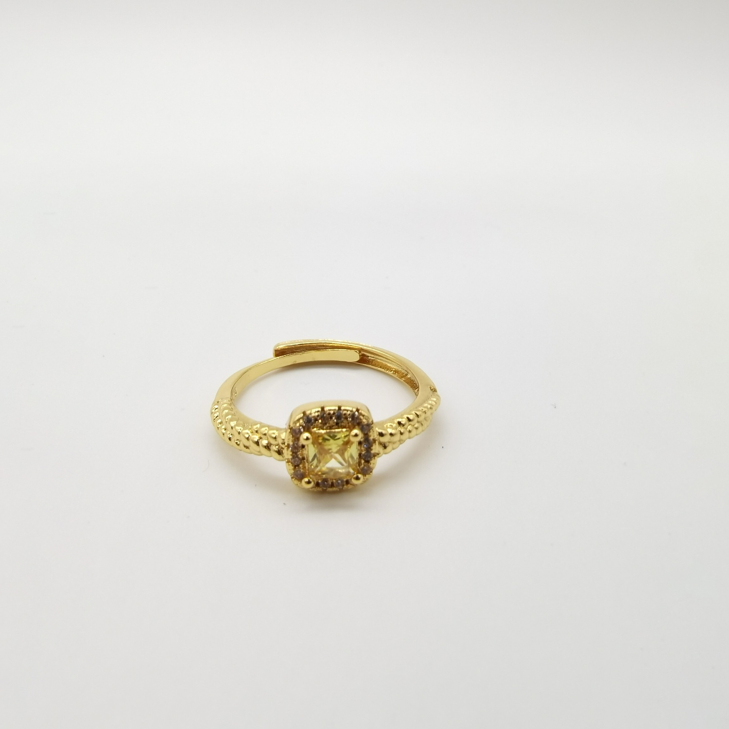 Alluvial gold vacuum electroplating 24K gold crystal sugar cube ring