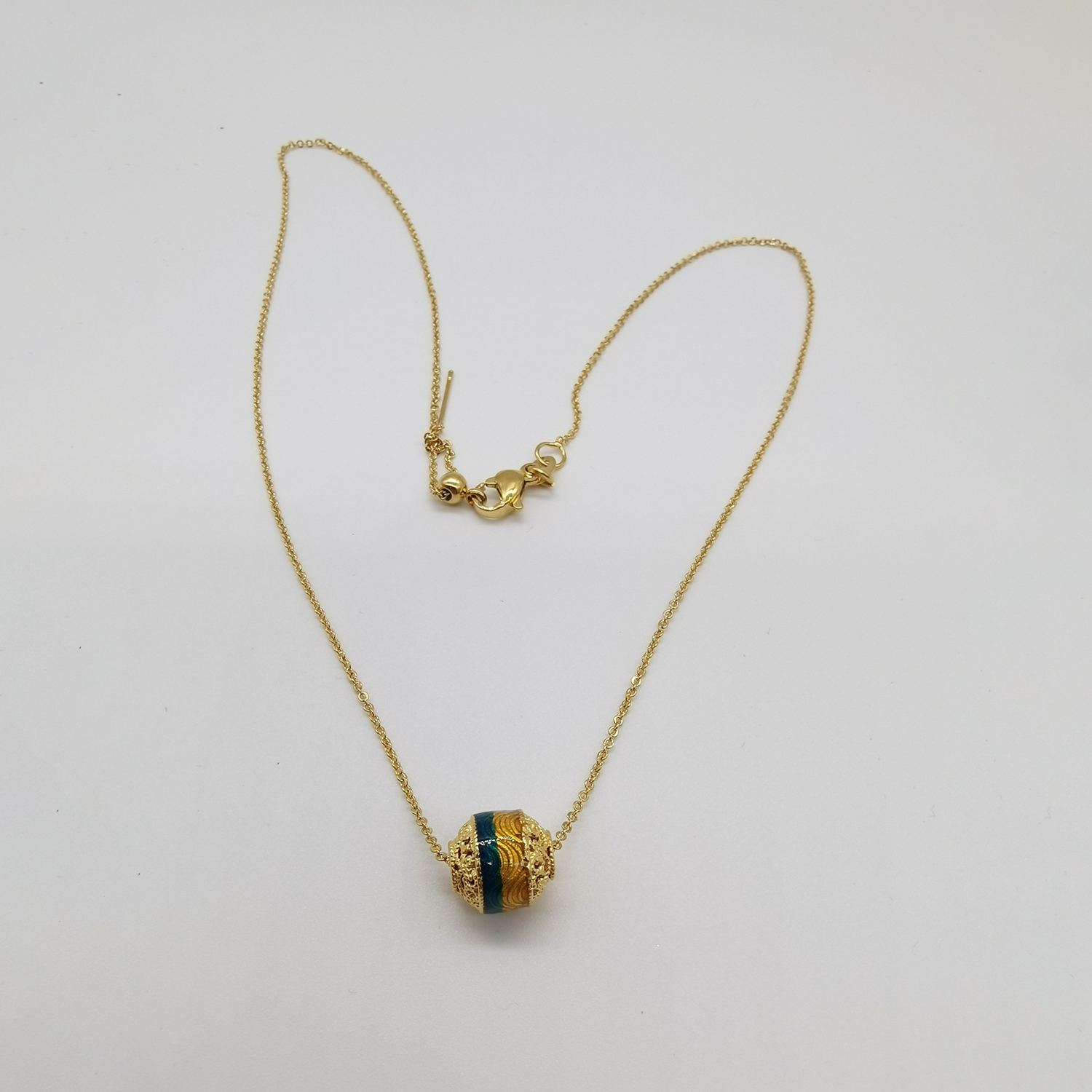Alluvial gold ancient method vacuum electroplating 24K gold Qianli Jiangshan transfer bead necklace