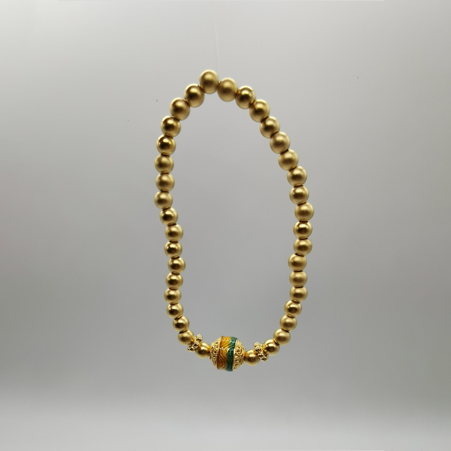 Alluvial gold ancient method enamel vacuum electroplating 24K gold Thousands of miles of rivers and mountains transfer bead bracelet