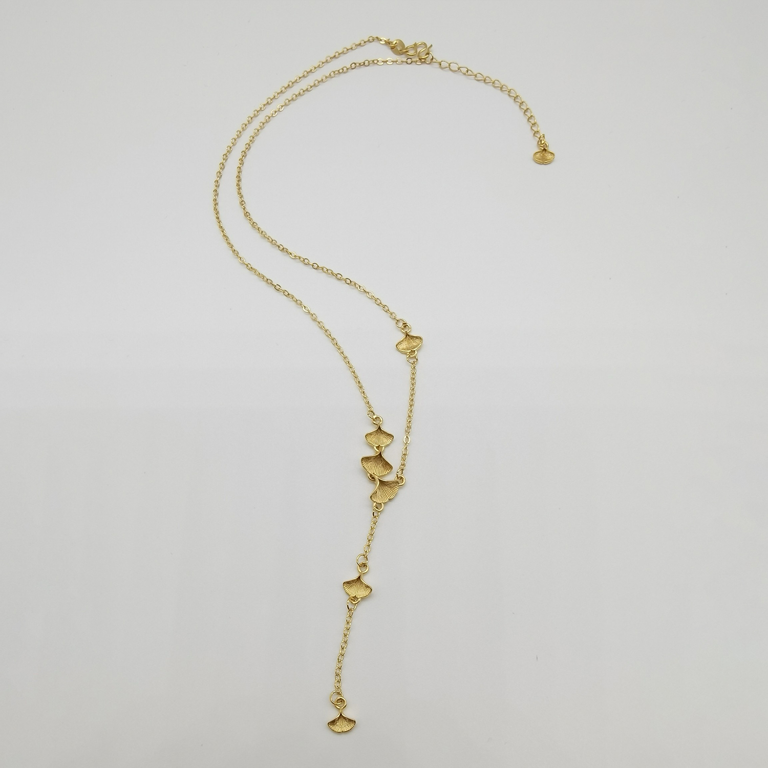 Alluvial gold vacuum electroplating 24K gold Ginkgo leaf necklace
